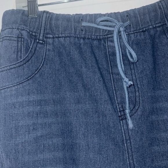 Elastic Waist Denim Jogger Jeans XXL Relaxed Fit Blue Wash Drawstring Waistband - Picture 3 of 12